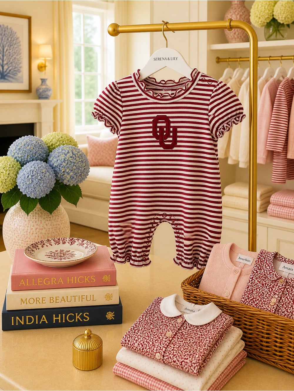 OU Ruffled Baby romper like new